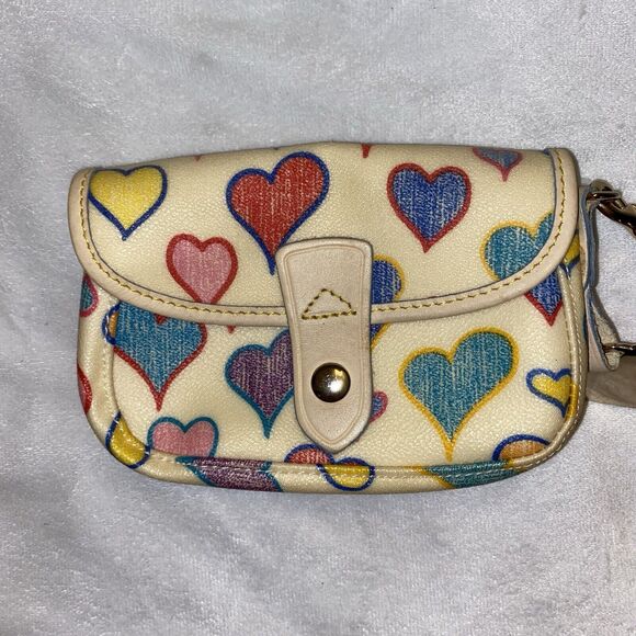 Vintage Hearts Dooney And Bourke Wristlet Wallet Pouch - Picture 3 of 12